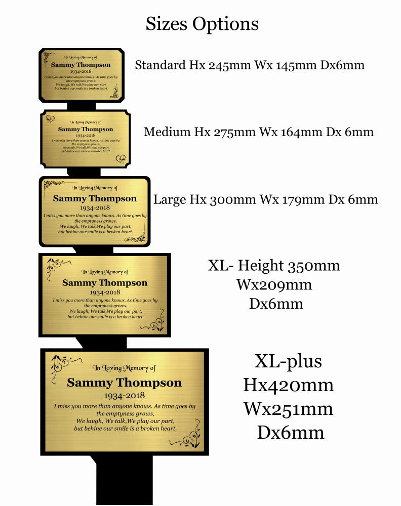 memorial plaques for graves sizes