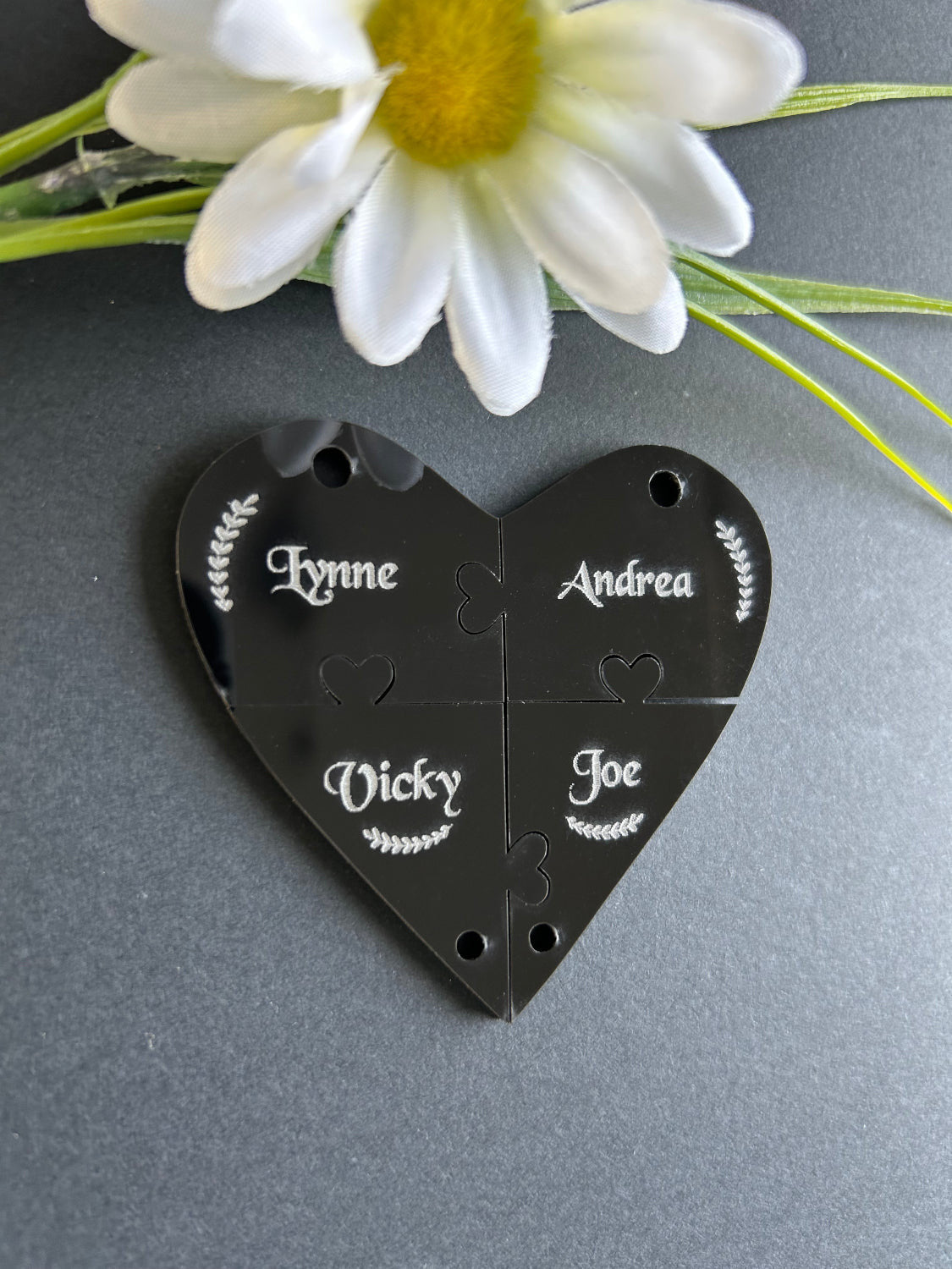 Best Friends Heart Black Gloss Acrylic Personalised Jigsaw Keyring