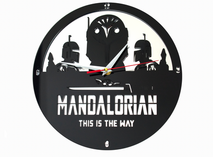 Handmade Starwars Mandalorian Clock Bo katan Baby Yoda Black Acrylic