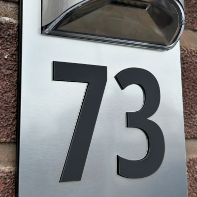 Silver House Number Door Plaques Wall Sign for Outside 5mm thick Weather proof