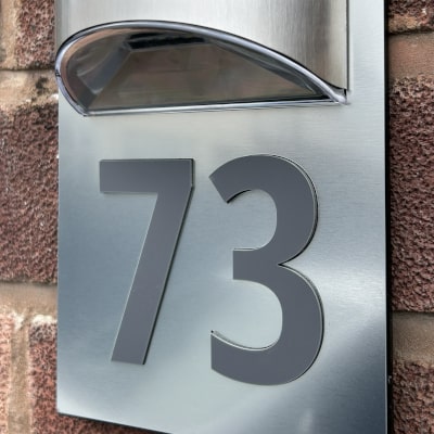 Silver House Number Door Plaques Wall Sign for Outside 5mm thick Weather proof