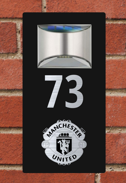 Solar Powered House Sign Number and Address Manchester United