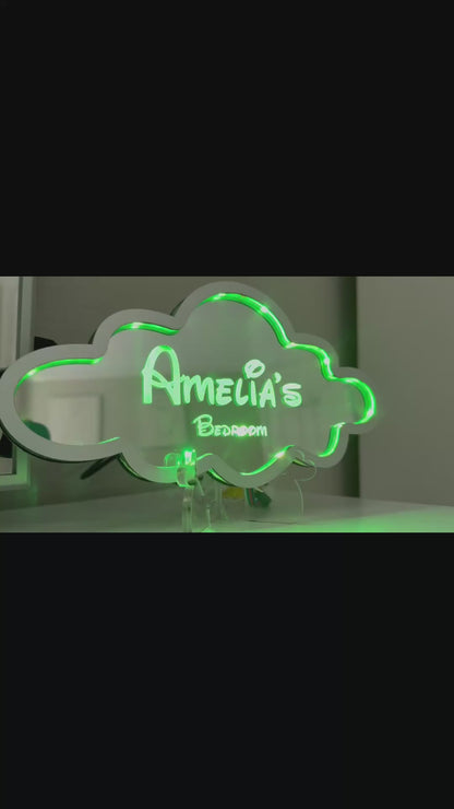 Personalised LED Mirror, Cloud Shape, Kids Bedroom Sign, Plaque, Wedding, Office, Perfect Gift