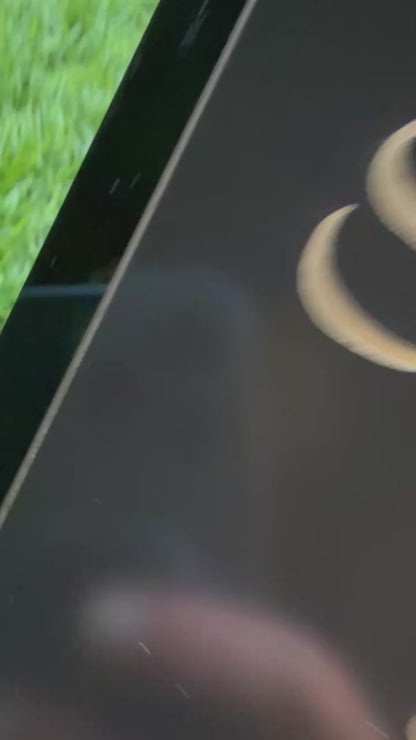 Personalised Memorial Plaque, 29x21cm Engraved Grave Marker, with Gold Wording, Satin Black, with base stand