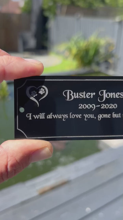 Personalised Pet Memorial Plaque, Bench Plaque, Plaque for Ashes, Black Acrylic - Tribute for Remembering Pets