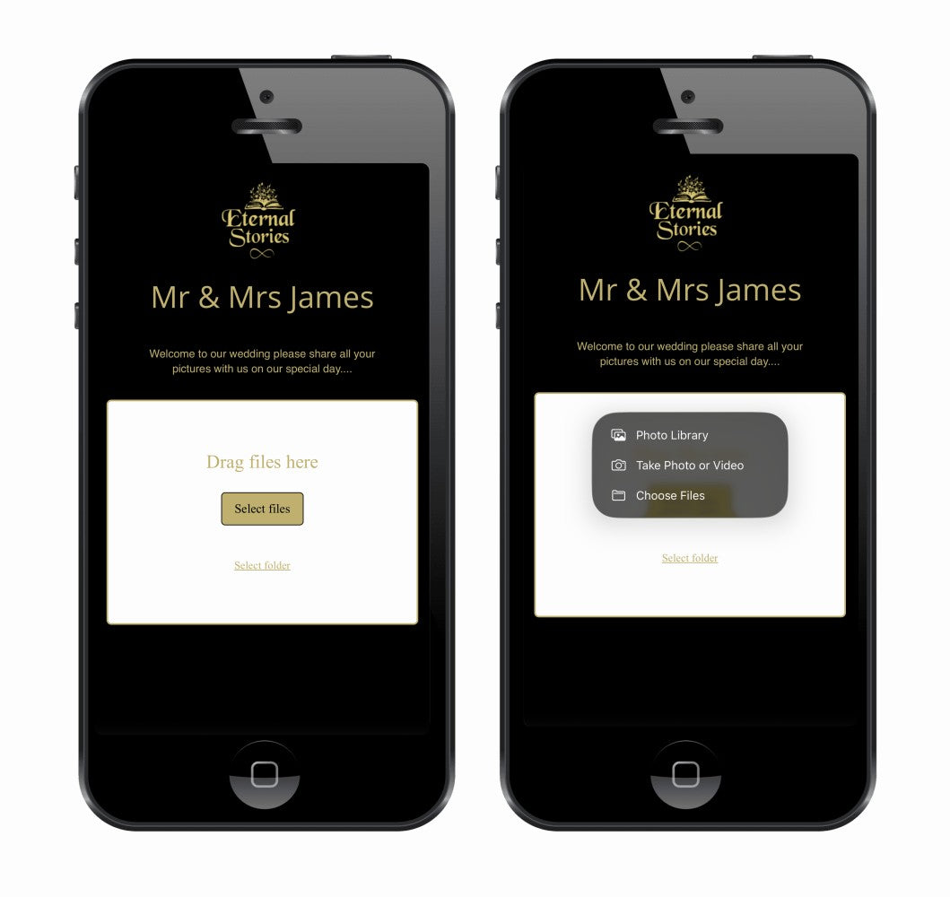 Personalised Wedding Day Shoot and Share, Table QR Stands with engraved text, Satin Black, rounded