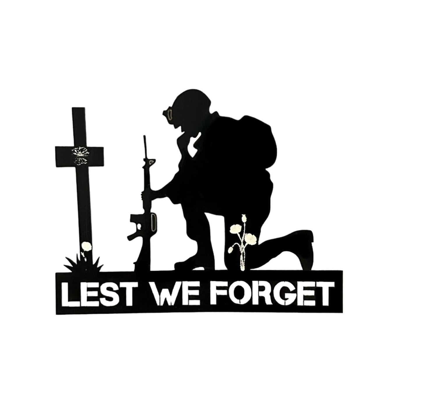 Remembrance Day Memorial Black Acrylic Gloss Lest we forget soldier fridge magnet