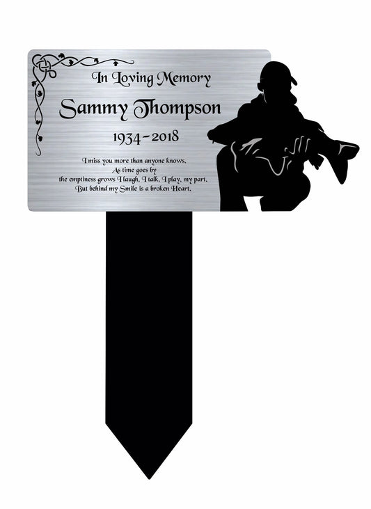 Memorial Plaque, Memorial Plaques for graves, Remembrance, Silver, Rounded, Carp Fishing