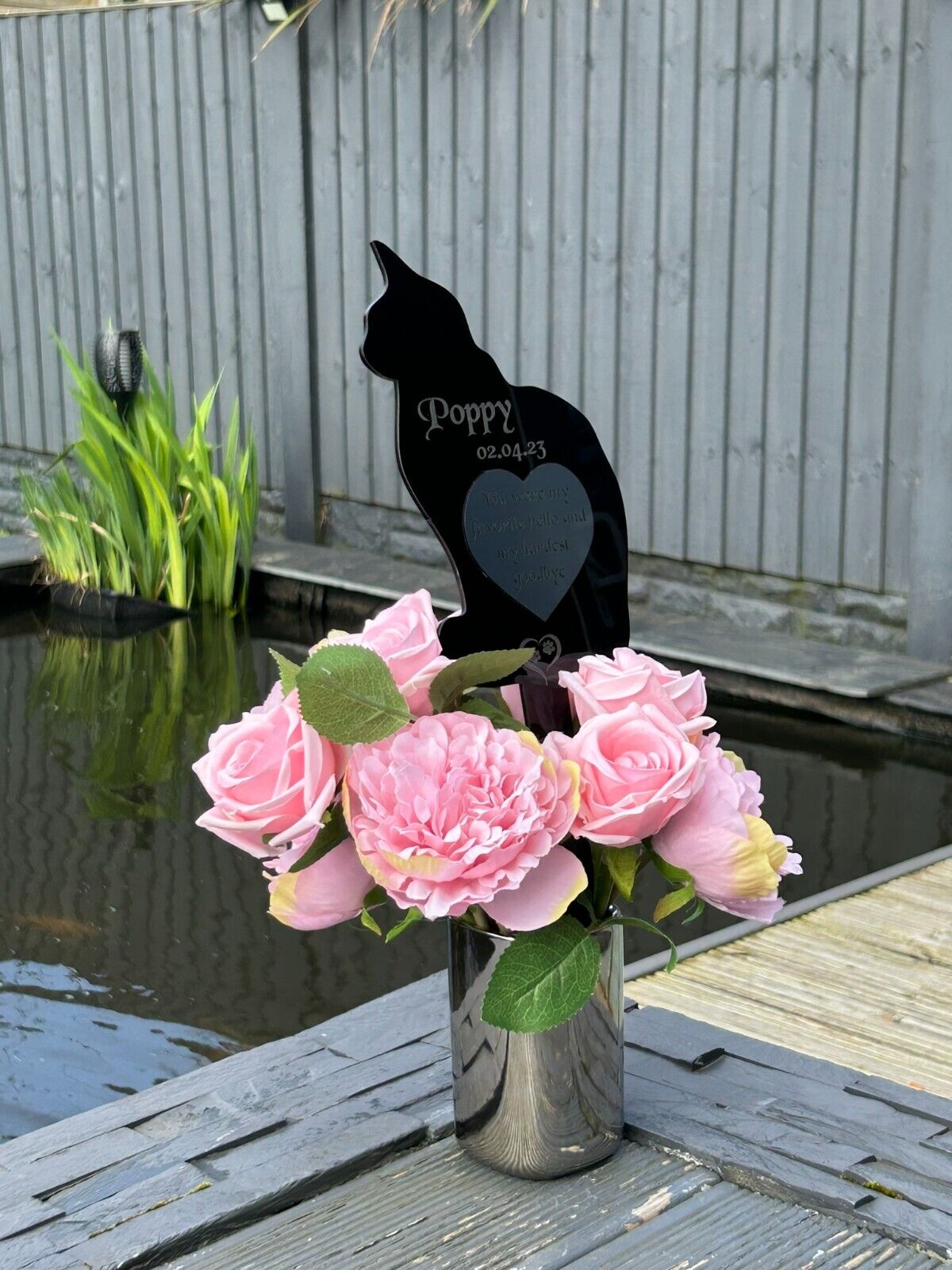 large Personalised Pet Cat Memorial Plaque, Pet memorial gifts, Grave Marker for Cemetery or Garden