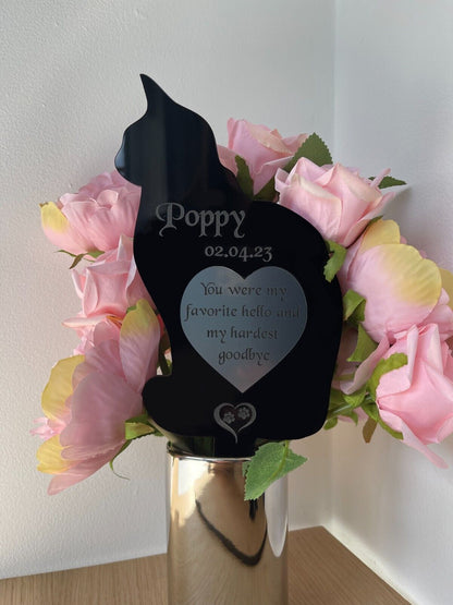 large Personalised Pet Cat Memorial Plaque, Pet memorial gifts, Grave Marker for Cemetery or Garden