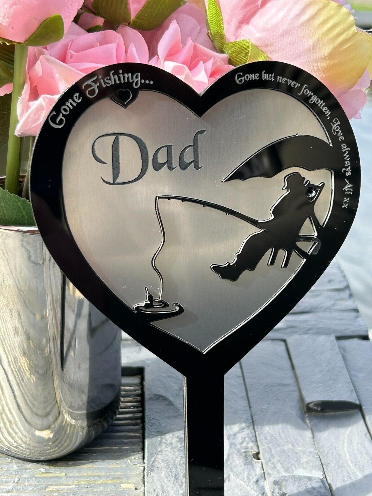 Personalised Memorial Grave Marker Plaque, Mum, Dad, Son, Brother, Uncle, Garden Spike, funeral remembrance in loving memory