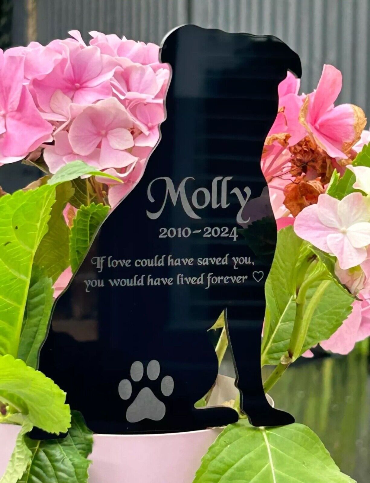 Personalised Pet, Staffordshire Bull Terrier Dog Memorial Plaque, Ground Stake, Grave Marker for Cemetery Or Garden