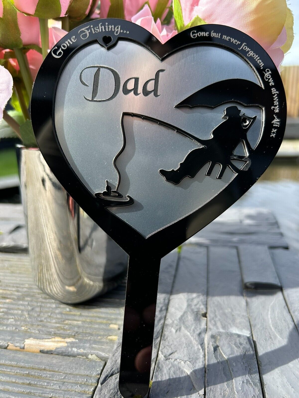 Personalised Memorial Grave Marker Plaque, Mum, Dad, Son, Brother, Uncle, Garden Spike, funeral remembrance in loving memory