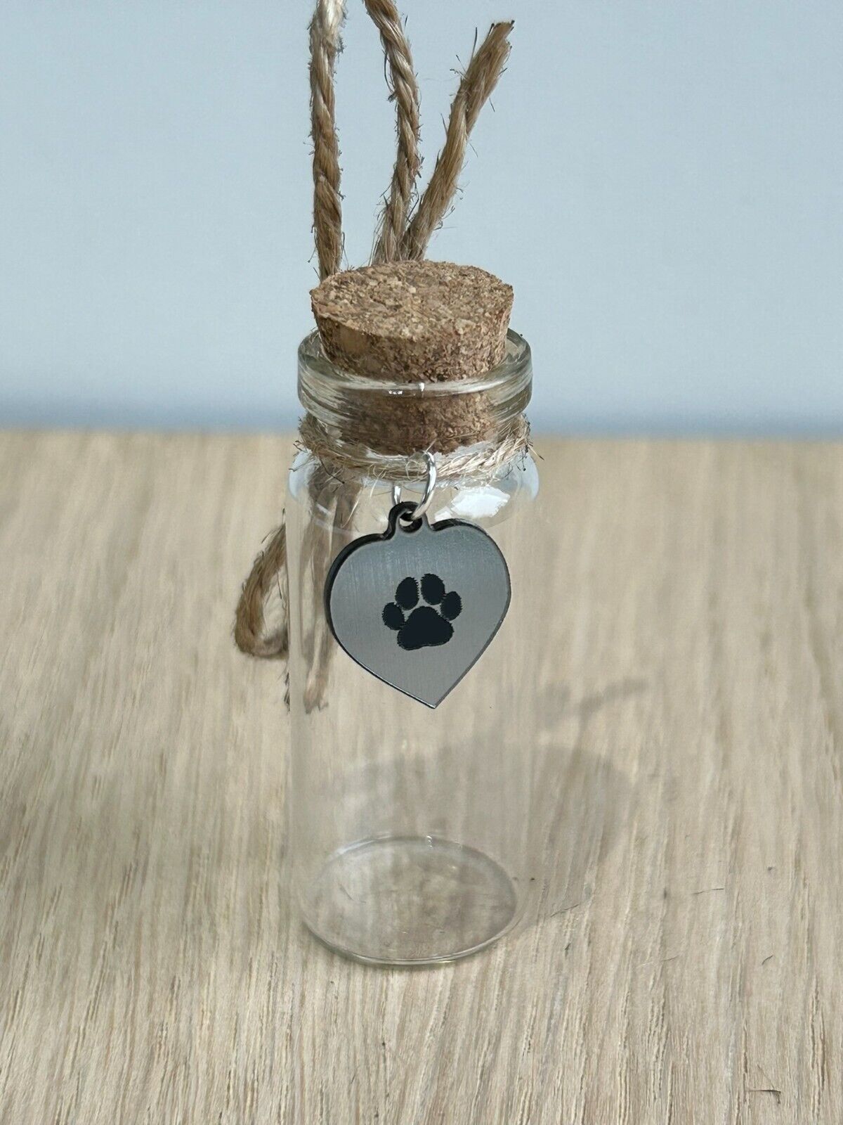 Personalised Cat Hair Pet Memorial Keepsake Gift for hair fur or Ashes, Bottle Brushed Steel acrylic