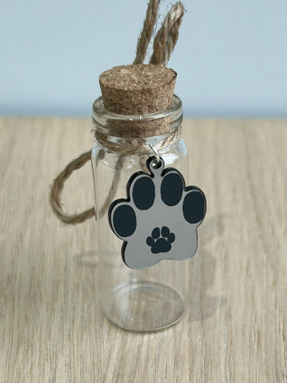 Personalised Cat Hair Pet Memorial Keepsake Gift for hair fur or Ashes, Bottle Brushed Steel acrylic