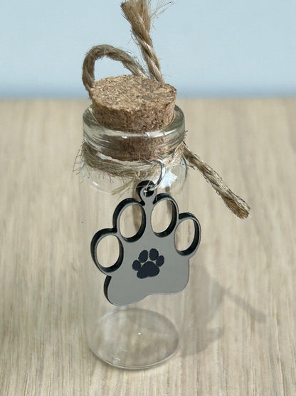 Personalised Cat Hair Pet Memorial Keepsake Gift for hair fur or Ashes, Bottle Brushed Steel acrylic