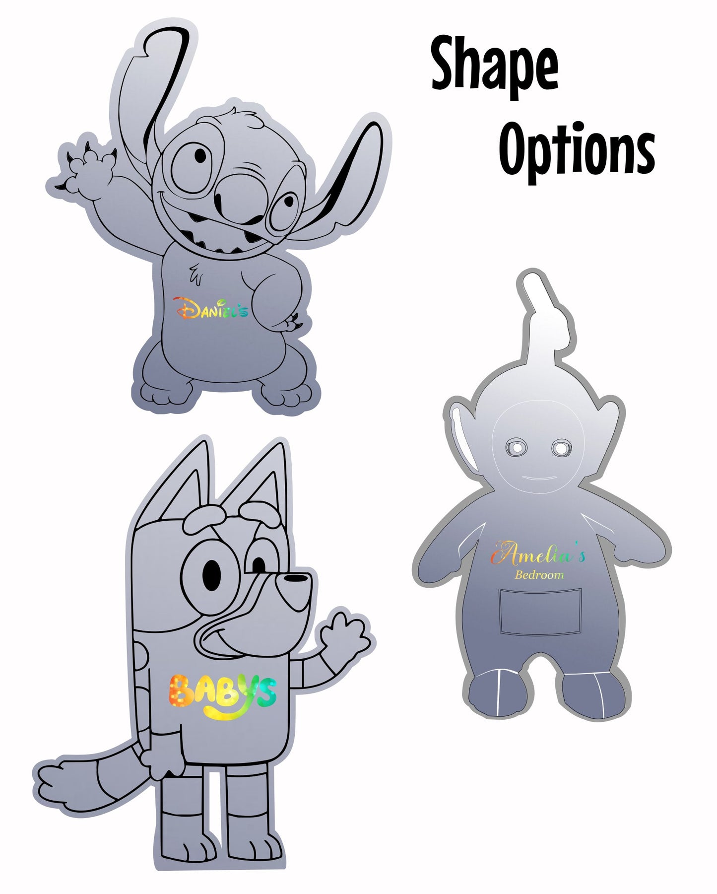 Personalised LED Mirror, Stitch & Lola, Kids Bedroom Sign, Plaque, Wedding, Office, Perfect Gift