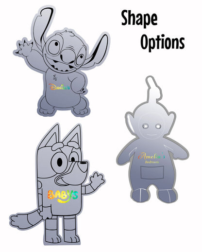 Personalised LED Mirror, Stitch & Lola, Kids Bedroom Sign, Plaque, Wedding, Office, Perfect Gift