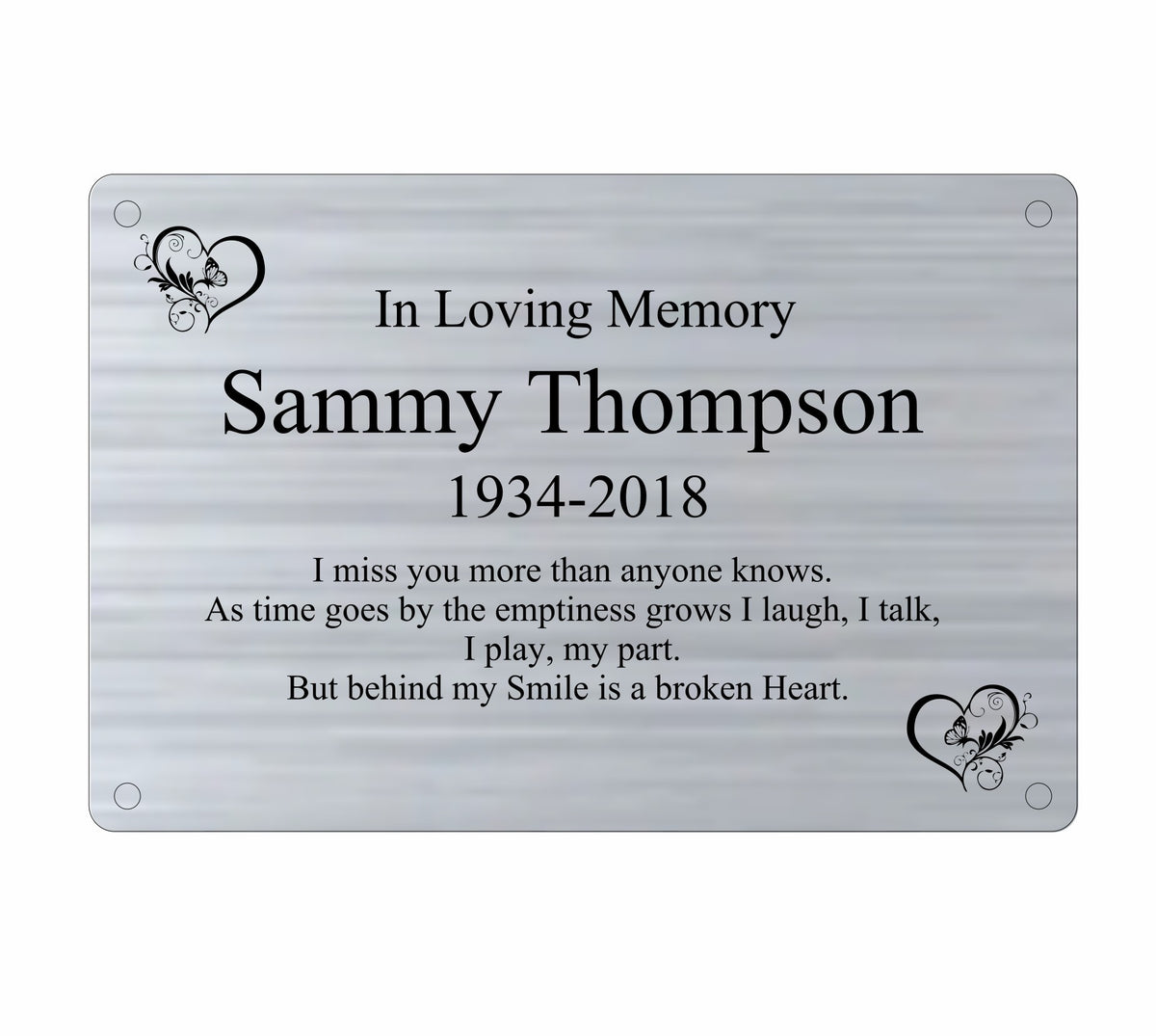 Personalised Memorial Plaque, 6x4 Engraved Bench Plaques, Engraved Tree Sign, Silver, Weatherproof, Grave, Rounded