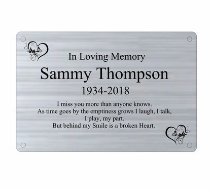 Personalised Memorial Plaque, 6x4 Engraved Bench Plaques, Engraved Tree Sign, Silver, Weatherproof, Grave, Rounded