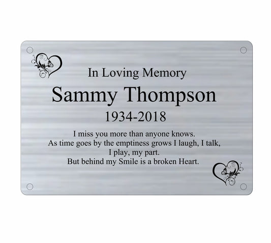 Personalised Memorial Plaque, 6x4 Engraved Bench Plaques, Engraved Tree Sign, Silver, Weatherproof, Grave, Rounded