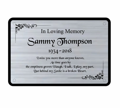 Personalised Memorial Plaque, 6x4 Engraved Bench Plaques, Engraved Tree Sign, Silver, Weatherproof, Grave, Framed