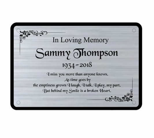 Personalised Memorial Plaque, 6x4 Engraved Bench Plaques, Engraved Tree Sign, Silver, Weatherproof, Grave, Framed