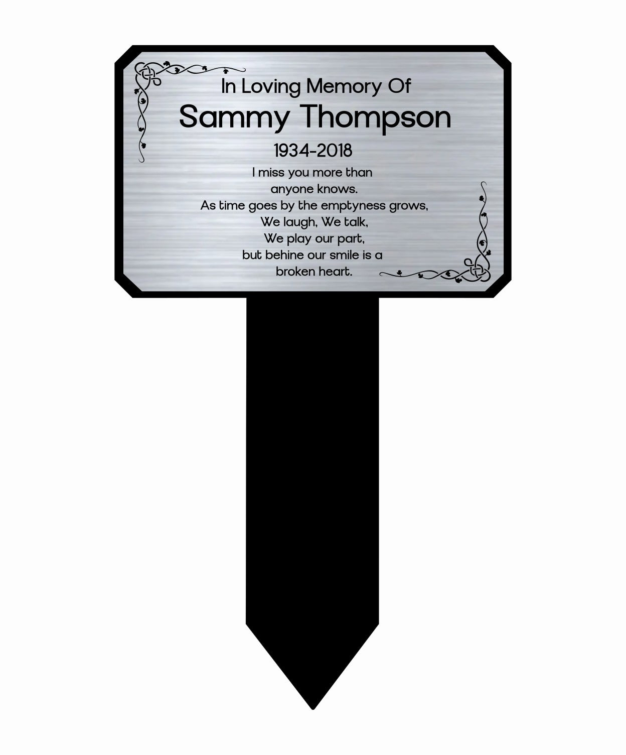 Memorial Plaque, Memorial Plaques for graves, Remembrance, Silver, Chamfer Shape
