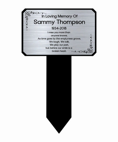 Memorial Plaque, Memorial Plaques for graves, Remembrance, Silver, Chamfer Shape