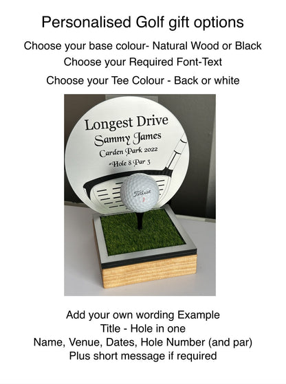 Hole in one, Golf Gifts, Longest Drive, Nearest the pin, personalised Plaques, Keepsakes ,Silver Driver
