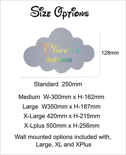 Personalised LED Mirror, Cloud Shape, Kids Bedroom Sign, Plaque, Wedding, Office, Perfect Gift