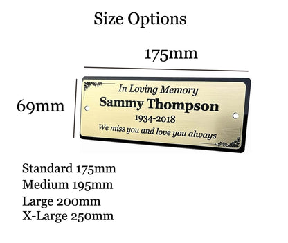Personalised Bench Memorial Plaque, Garden Outdoors Plaques, Remembrance Sign, Graver marker, Dad, Father, Mum, Pets