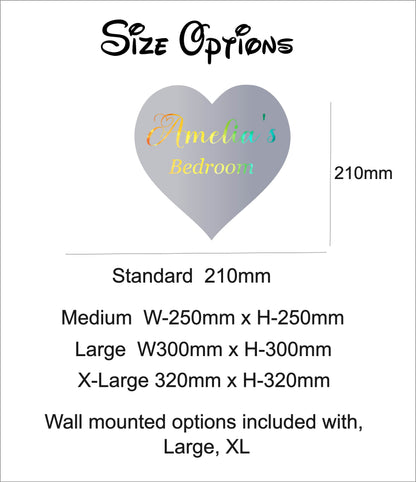 Personalised LED Mirror, Heart Shape, Kids Bedroom Sign, Plaque, Wedding, Office, Perfect Gift