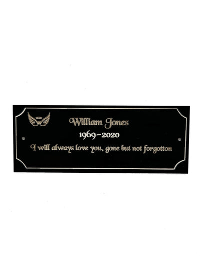 Personalised Memorial Plaque, Bench Plaque, Plaque for Ashes, Black Acrylic - Tribute for Remembering Loved ones